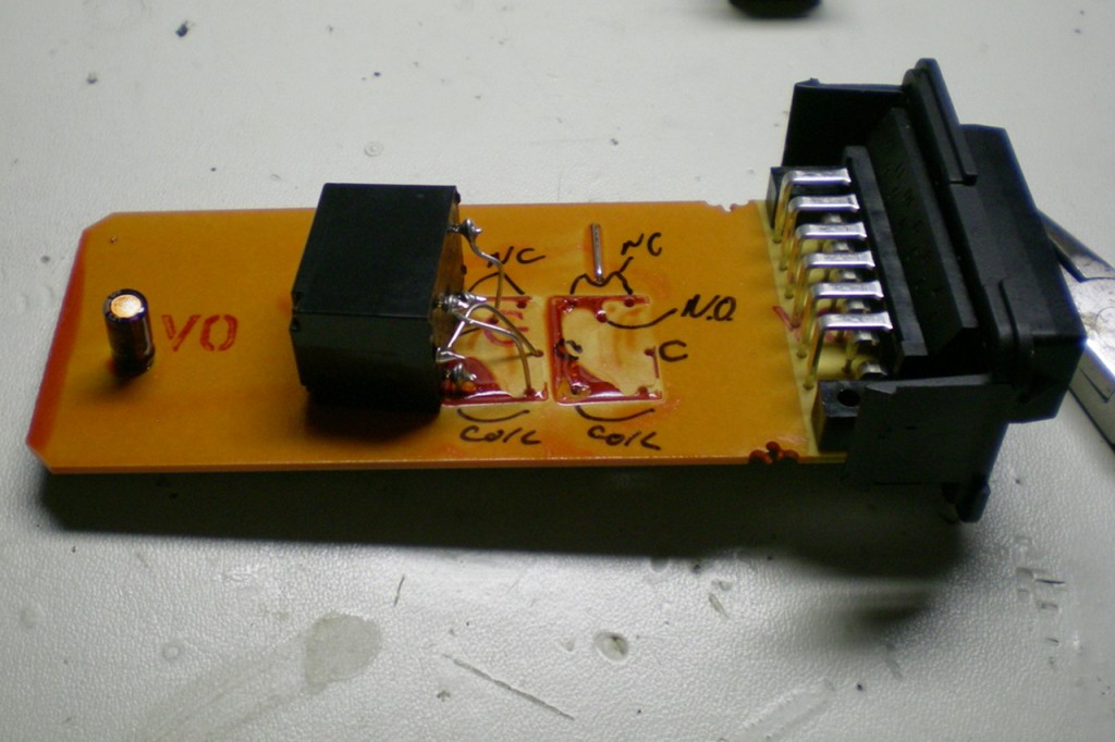 First relay positioned for soldering